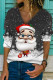 Black Fashion Casual Santa Claus Printing V Neck Tops