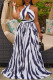 Tibetan Blue Fashion Sexy Print Hollowed Out Backless Halter Sleeveless Dress Dresses