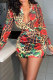 Leopard Print Sexy Casual Print Leopard Basic Turndown Collar Long Sleeve Two Pieces