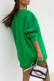 Khaki Casual Solid Split Joint O Neck Tops