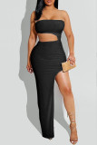 Pink Fashion Sexy Solid Hollowed Out Backless Strapless Irregular Dress
