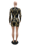 Black Fashion Sexy Patchwork Sequins V Neck A Line Dresses