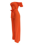 Green Casual Solid Backless Bateau Neck Regular Jumpsuits