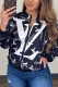 Royal Blue Casual Print O Neck Outerwear