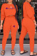 Orange Fashion Sportswear Print Patchwork O Neck Long Sleeve Two Pieces
