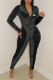 Black Fashion Street Print Patchwork Jumpsuits