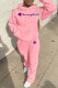 Pink Fashion Street Print Letter Hooded Collar Long Sleeve Two Pieces