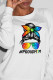 White Fashion Street Print Patchwork O Neck Tops