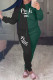 Green Fashion Casual Patchwork Embroidered Hooded Collar Long Sleeve Two Pieces