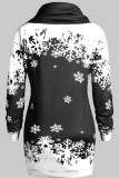 Red Party Print Snowflakes Patchwork Half A Turtleneck Straight Dresses