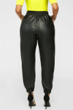 Red Fashion Casual Solid Basic Regular High Waist Trousers