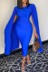 Blue Fashion Sexy Solid Patchwork O Neck Evening Dress