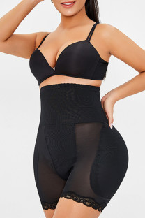 Black Fashion Casual Solid Split Joint See-through Bustiers