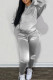 Silver Fashion Casual Solid Basic Hooded Collar Long Sleeve Two Pieces