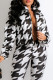 Black White Casual Print Patchwork Zipper Outerwear
