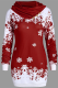 Burgundy Party Print Snowflakes Patchwork Half A Turtleneck Straight Dresses