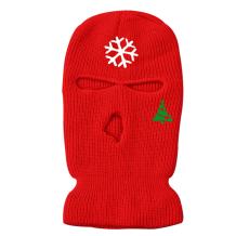 Red Casual Party Print Snowflakes Christmas Tree Printed Split Joint Riding Mask