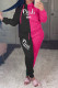 Rose Red Fashion Casual Patchwork Embroidered Hooded Collar Long Sleeve Two Pieces