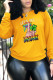 Yellow Fashion Casual Lips Printed Patchwork O Neck Tops