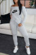 Grey Fashion Casual Print Draw String Off the Shoulder Jumpsuits