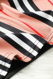 Black Fashion Casual Striped Patchwork O Neck Long Sleeve Two Pieces