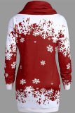 Red Party Print Snowflakes Patchwork Half A Turtleneck Straight Dresses