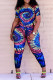 Blue Yellow Fashion Casual Tie Dye Printing O Neck Short Sleeve Two Pieces