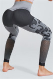 Black Casual Sportswear Patchwork Hollowed Out High Waist Skinny Trousers