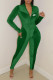 Green Fashion Street Print Patchwork Jumpsuits