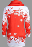 Red Party Print Snowflakes Patchwork Half A Turtleneck Straight Dresses