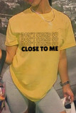 Yellow Fashion Casual Letter Print Basic O Neck Tops