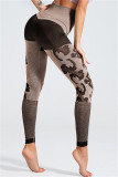 Blue Casual Sportswear Patchwork Hollowed Out High Waist Skinny Trousers