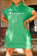 Green Fashion Street Print Letter Hooded Collar One Step Skirt Dresses