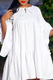 Yellow Casual Sweet Solid Patchwork Frenulum Fold V Neck A Line Dresses