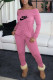 Pink Fashion Casual Print Draw String Off the Shoulder Jumpsuits