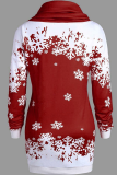Red Party Snowflakes Patchwork Half A Turtleneck Straight Dresses