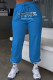 Blue Casual Print Patchwork Straight High Waist Straight Positioning Print Bottoms