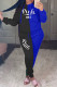Blue Fashion Casual Patchwork Embroidered Hooded Collar Long Sleeve Two Pieces