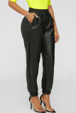 Red Fashion Casual Solid Basic Regular High Waist Trousers