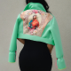 Green Sexy Print Patchwork Turndown Collar Outerwear