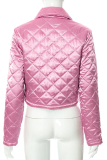 Pink Casual Print Patchwork Turndown Collar Outerwear