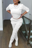 Pink Fashion Casual Solid Patchwork O Neck Long Sleeve Two Pieces