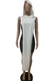 White Sexy Casual Solid Slit Hooded Collar Tops