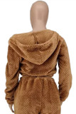 Camel Fashion Casual Solid Basic Hooded Collar Outerwear