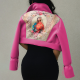 Rose Red Sexy Print Patchwork Turndown Collar Outerwear