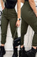 Green Casual Solid Patchwork Pocket High Waist Pencil Solid Color Bottoms