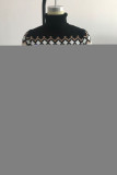 Black Casual Print Patchwork Turtleneck Pencil Skirt Dresses