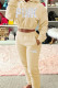 Khaki Fashion Casual Letter Print Basic Hooded Collar Long Sleeve Two Pieces