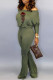 Green Fashion Casual Print Basic O Neck Regular Jumpsuits