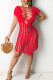 Red Sexy Solid Tassel Frenulum Swimwears Cover Up
